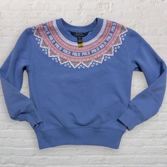 Polo Ralph Lauren Other - POLO Ralph Lauren Fair Isle Pink Purple Crew Neck Sweatshirt Retro Top Girls S 7